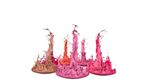 3d render of paint splashes isolated on white background. Simulation of 3d Stock Illustration
