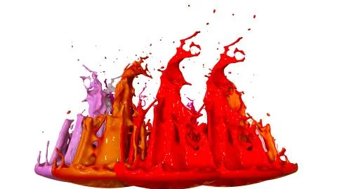 3d render of paint splashes isolated on white background. Simulation of 3d 库存插图