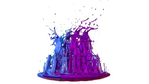 3d render of paint splashes isolated on white background. Simulation of 3d イラスト素材