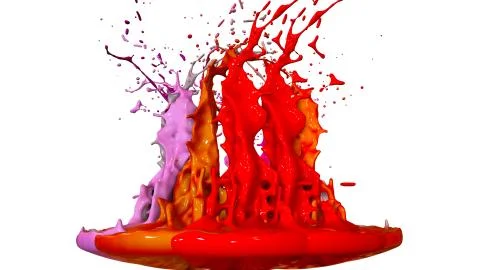 3d render of paint splashes isolated on white background. Simulation of 3d イラスト素材