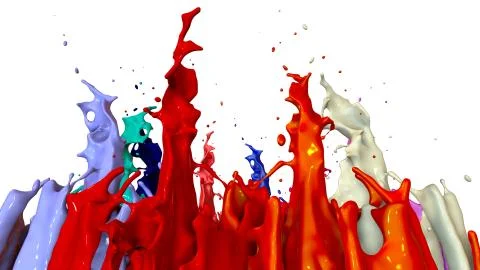 3d render of paint splashes isolated on white background. Simulation of 3d イラスト素材