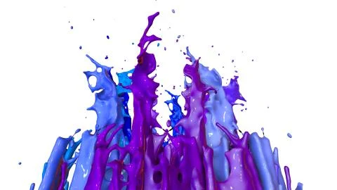 3d render of paint splashes isolated on white background. Simulation of 3d Stock Illustration