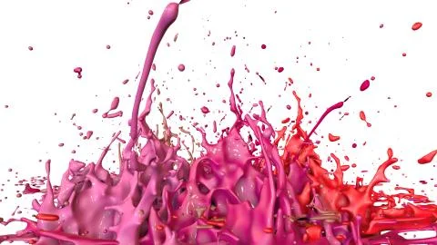 3d render of paint splashes isolated on white background. Simulation of 3d Stock Illustration