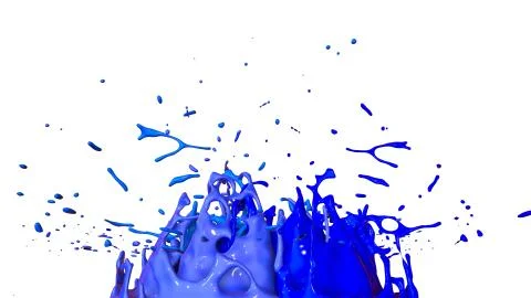 3d render of paint splashes isolated on white background. Simulation of 3d イラスト素材