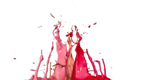 3d render of paint splashes isolated on white background. Simulation of 3d Stock Illustration