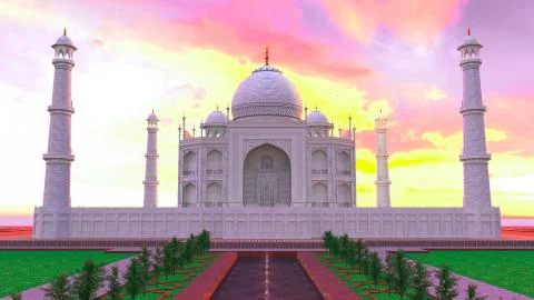 3D RENDER palace ILLUSTRATION Taj Mahal - UNESCO World Heritage Site - Agra, Stock Illustration