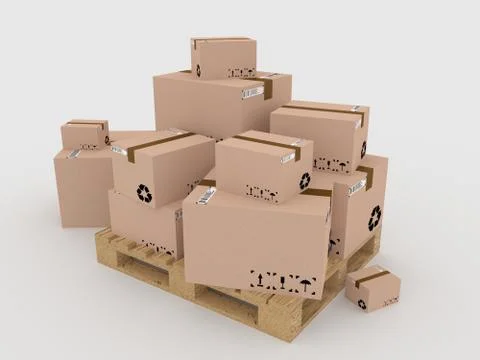 3d render of palette with boxes Illustrazione stock