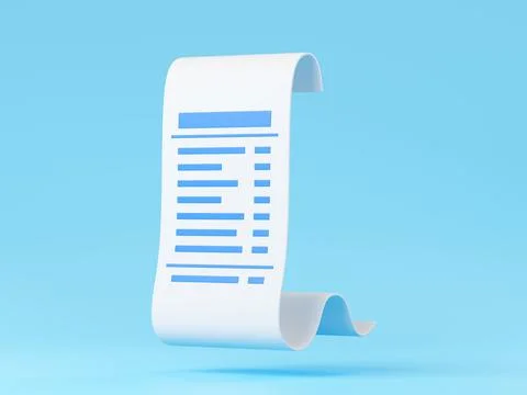 3d render paper bill, transaction receipt icon Stock Illustration