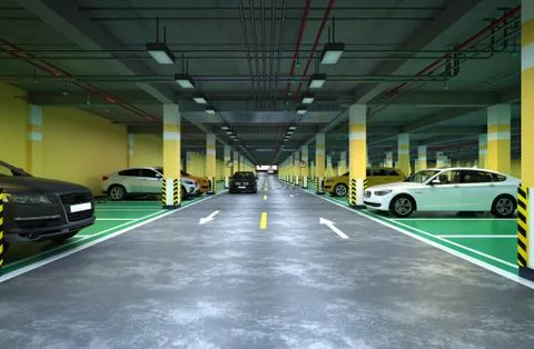 3d render parking lot Stock Illustration