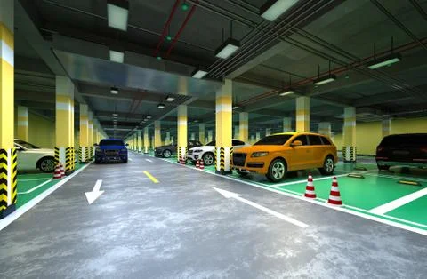 3d render parking lot Stock Illustration