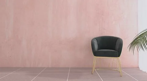 3d render of a part of a house with unique wall and flooring Illustrazione stock