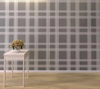3d render of a part of a room with flowers and a unique wall Illustrazione stock