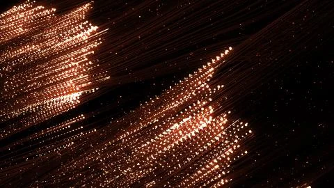 3d render of particles that through the thin wires. Data transfer concept. Te Stock Illustration