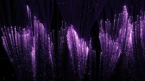 3d render of particles that through the thin wires. Data transfer concept. Te Stock Illustration