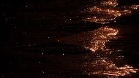 3d render of particles that through the thin wires. Data transfer concept. Te Stock Illustration