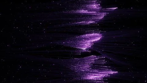 3d render of particles that through the thin wires. Data transfer concept. Te Stock Illustration