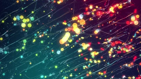 3d render particles Vivid neon streams blend seamlessly with complex illuminated 库存影片 348225273