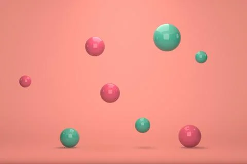 3d render pastel colored background with pink and green balls Stock Illustration