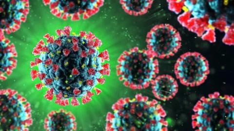 3d render of pathogenic virus organism or bacteria infecting and causing disease Stock Illustration
