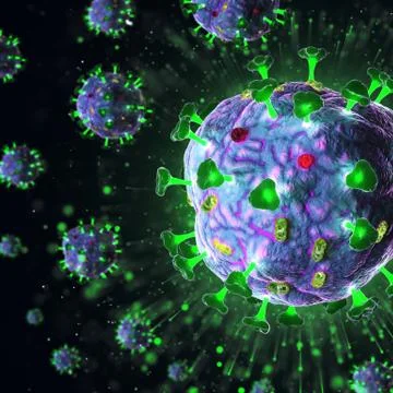 3d render of pathogenic virus organism or bacteria infecting and causing disease Stock Illustration