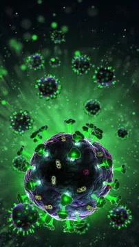 3d render of pathogenic virus organism or bacteria infecting and causing disease Illustrazione stock