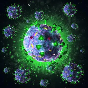 3d render of pathogenic virus organism or bacteria infecting and causing disease Stock Illustration