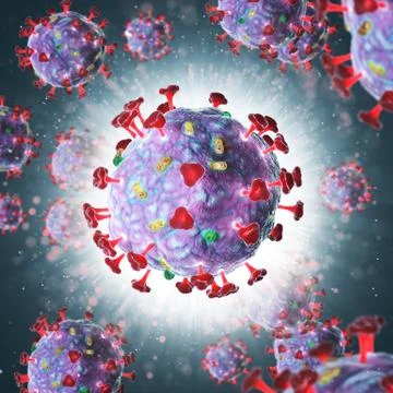 3d render of pathogenic virus organism or bacteria infecting and causing disease Stock Illustration