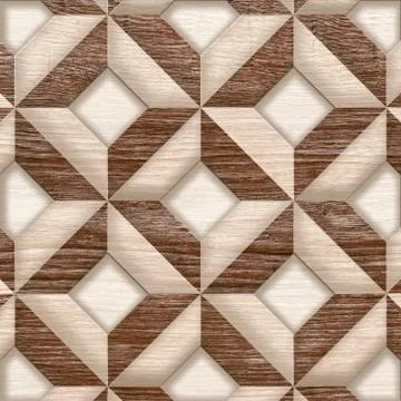 3d render pattern mosaic floor and wall wooden tile background. Stock Photos