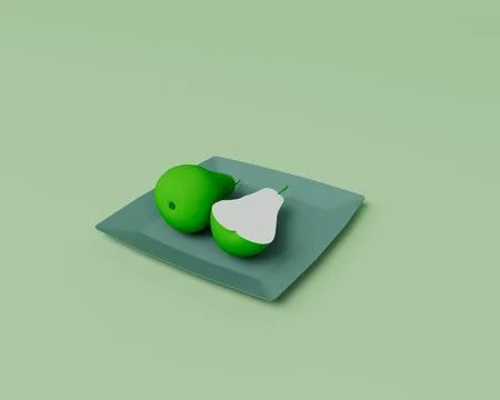 3d render of Pear on bowl isolated on Pastel background, 3d background minima Stock Illustration