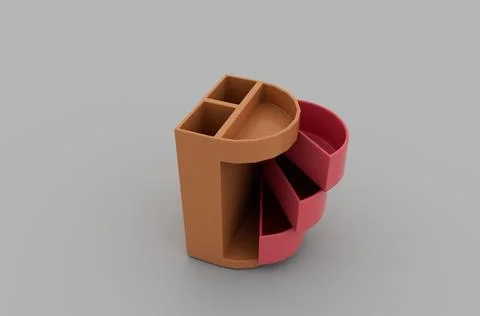 3d render pen holder box rotatable drawer for stationery. Stock Illustration