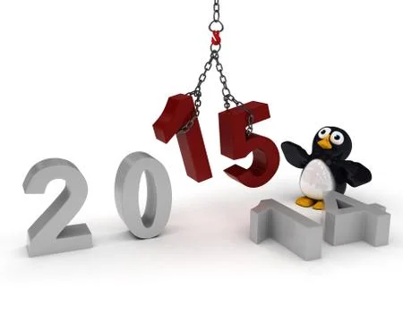 3D Render of a penguin celebrating new years Stock Illustration