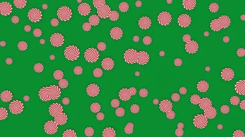 3D Render. Peppermint candy canes on green christmas background Stock Illustration