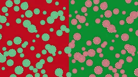 3D Render. Peppermint candy canes on green and red christmas background Stock Illustration
