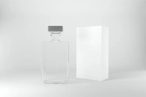 3d render of a perfume bottle and box isolated on white background Stock Illustration