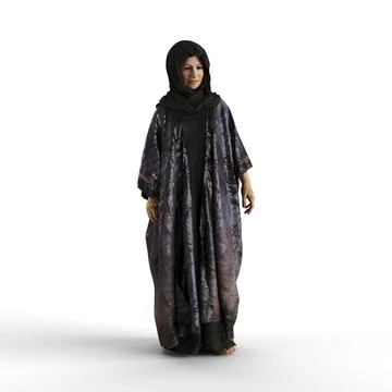 3D render of a person in an old robe and a black headscarf isolation the white b Stock Illustration