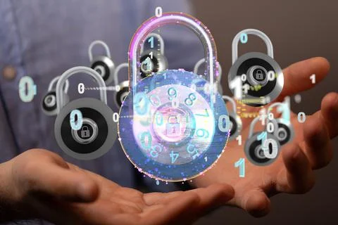 3d render of personal data security Illustrates cyber data or information 스톡 사진