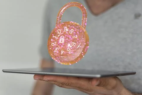 3d render of personal data security Illustrates cyber data or information Stock Photos