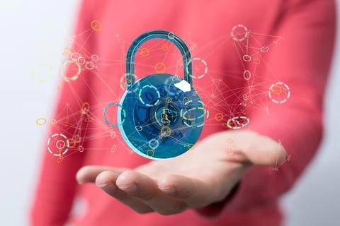 3d render of personal data security Illustrates cyber data or information Stock Photos