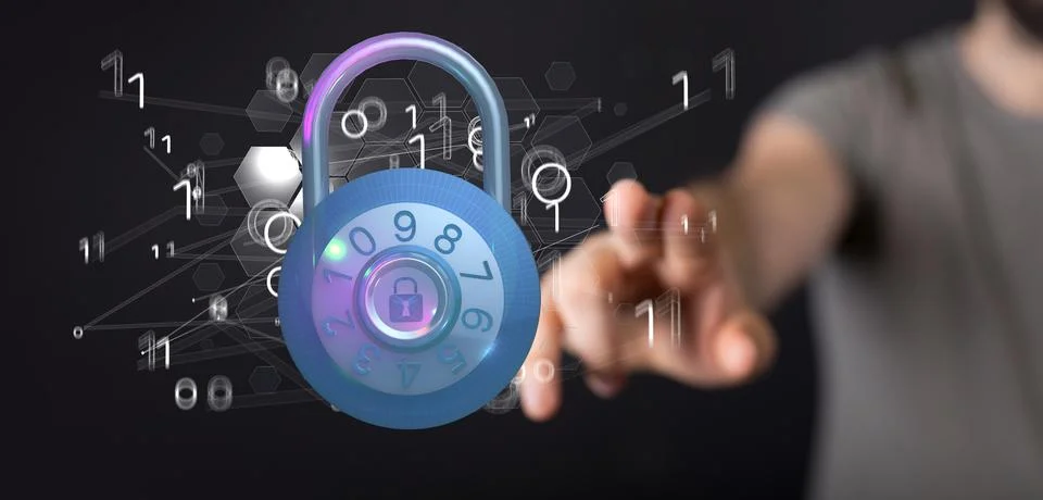 3d render of personal data security Illustrates cyber data or information Stock Photos