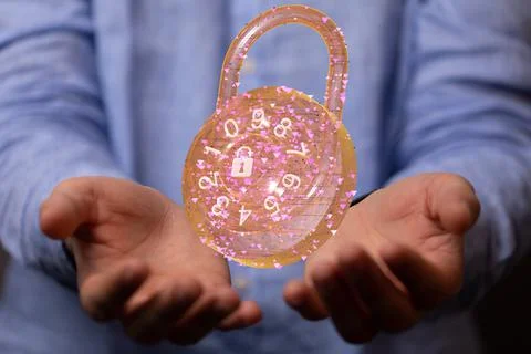 3d render of personal data security Illustrates cyber data or information Stock Photos