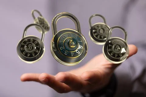 3d render of personal data security Illustrates cyber data or information Stock Photos