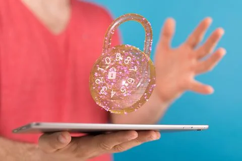 3d render of personal data security Illustrates cyber data or information 스톡 사진