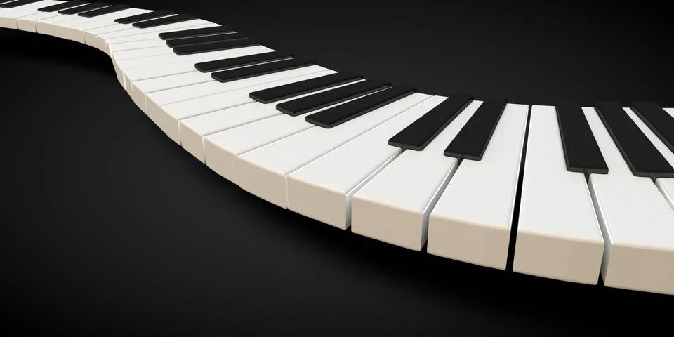 3d render of a piano keyboard in a fluid wavelike movement Stock Illustration