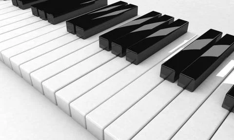 3D render, Piano keys with treble clef notes . Musical background Stock Illustration