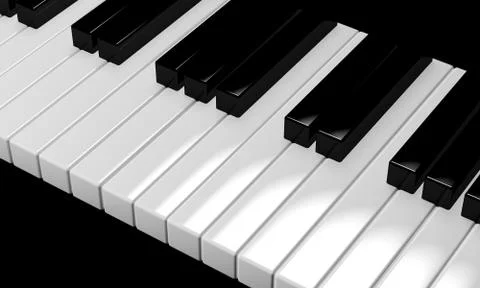 3D render, Piano keys with treble clef notes . Musical background Stock Illustration