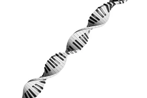 3d render of piano keys twisted in a form of DNA isolated on white Stock Illustration
