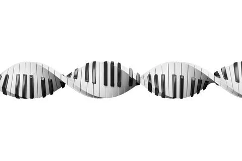 3d render of piano keys twisted in a form of DNA isolated on white Stock Illustration