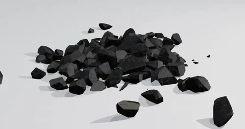3d render of a pile of falling coal or charcoal Stock Footage 218254895