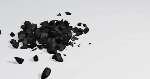 3d render of a pile of falling coal or charcoal Stock Footage 218255010