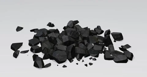 3d render of a pile of falling coal or charcoal Stock Footage 218255024